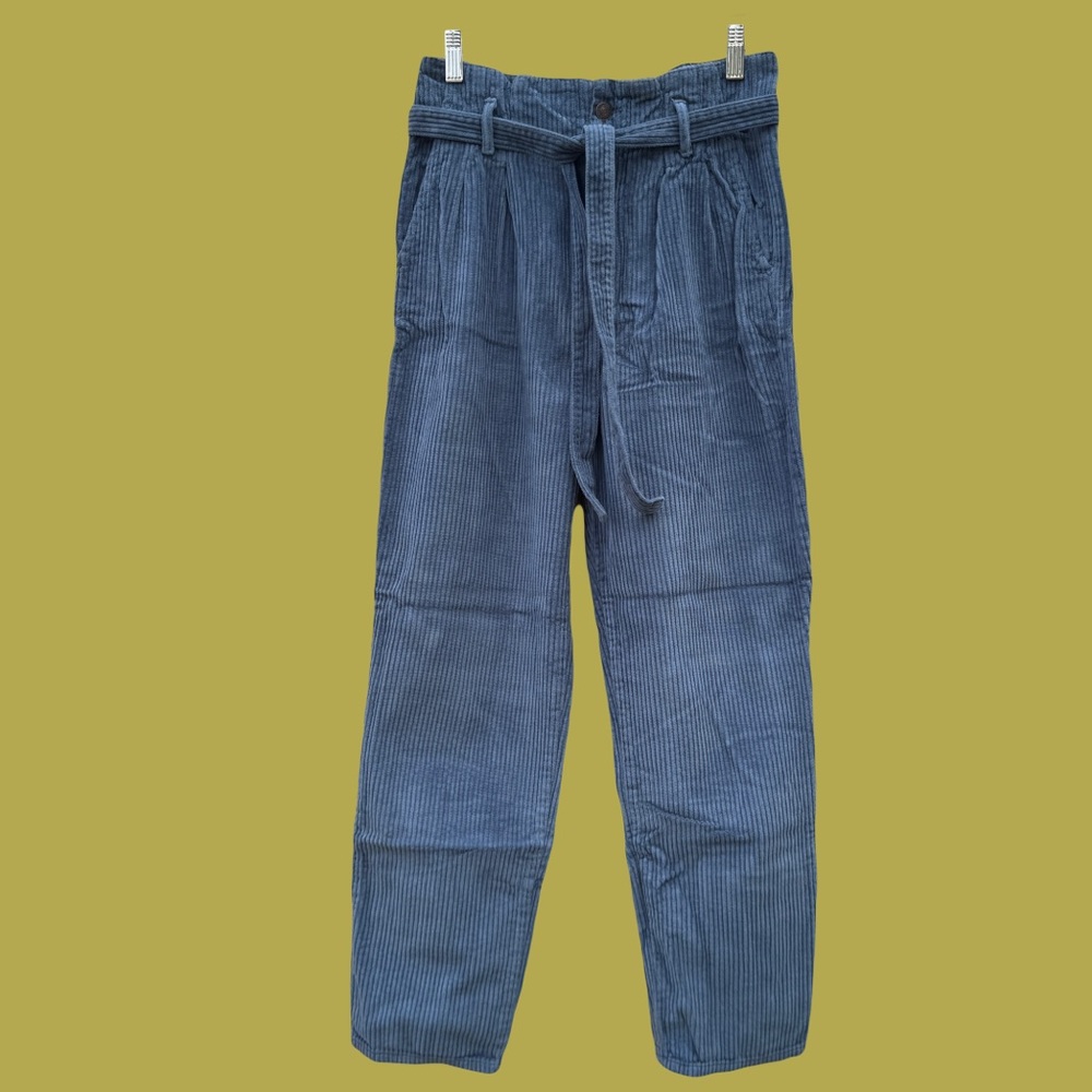 Abercrombie & Fitch Blue Corduroy Pants High-Waisted Design